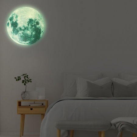 Sticker Glow in the dark Luxer, Autocolant Luna Fosforescenta, Verde, 20 cm,  stickere pamant terra pentru perete ieftin dormitor sufragerie autocolant emag luxer dedeman leroy globul pamantesc [9]
