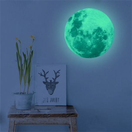 Sticker Glow in the dark Luxer, Autocolant Luna Fosforescenta, Verde, 30 cm,  stickere pamant terra pentru perete ieftin dormitor sufragerie autocolant emag luxer dedeman leroy globul pamantesc [6]