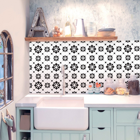 Stickere decorative pentru faianta sau perete Luxer, Set 19 buc, Model geometric Alb/Negru, 10x10 cm, stickere gresie faianta rosturi pentru baie decorative dedeman pentru geam autocolant ieftin folina ktm luxer [3]