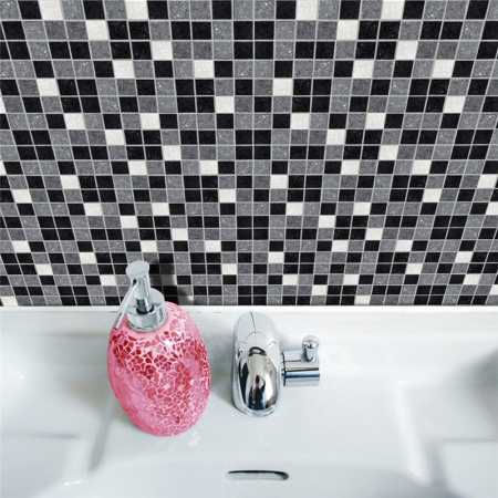 Stickere decorative pentru faianta sau perete Luxer, Set 19 buc, Mozaic Alb/Negru, 10x10 cm,  stickere mosaics sticla ieftin perete baie bucatarie dedeman jysj autoadeziv luxer [4]