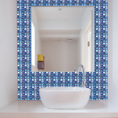 Stickere decorative pentru faianta sau perete Luxer, Set 19 buc, Mozaic Albastru Marin, 10x10 cm, stickere mosaics sticla ieftin perete baie bucatarie dedeman jysj autoadeziv ieftin luxer [1]