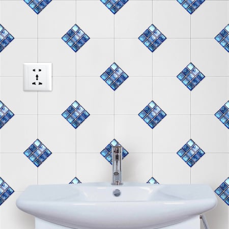 Stickere decorative pentru faianta sau perete Luxer, Set 19 buc, Mozaic Albastru Marin, 10x10 cm, stickere mosaics sticla ieftin perete baie bucatarie dedeman jysj autoadeziv ieftin luxer [2]