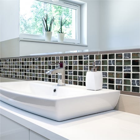Stickere decorative pentru faianta sau perete Luxer, Set 19 buc, Mozaic Negru/Gri, 10x10 cm,stickere mosaics sticla ieftin perete baie bucatarie dedeman jysj autoadeziv ieftin luxer [2]