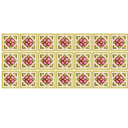 Stickere decorative pentru gresie si faianta Luxer, Set 21 buc, Verde/Roz, 7.5x7.5 cm, stickere gresie faianta rosturi pentru baie decorative dedeman pentru geam autocolant ieftin folina ktm luxer [6]