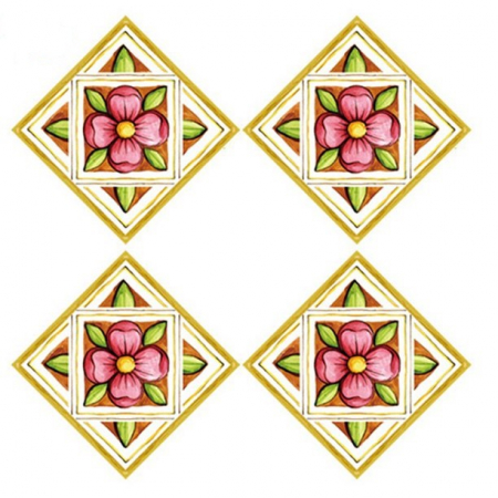 Stickere decorative pentru gresie si faianta Luxer, Set 21 buc, Verde/Roz, 7.5x7.5 cm, stickere gresie faianta rosturi pentru baie decorative dedeman pentru geam autocolant ieftin folina ktm luxer [1]
