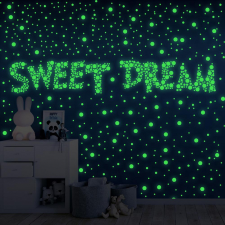 Stickere perete Glow in the dark Luxer, Buline Fosforescente, 3 folii, 524 piese,stickere autoadezive stele spatiu interstelar pepco dedeman pentru tavan perete camera copilului bebelusi mari