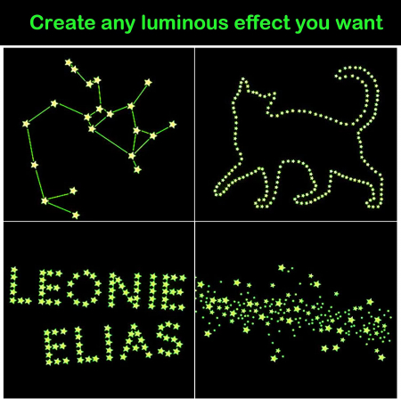 Stickere perete Glow in the dark Luxer, Stelute Fosforescente, 3 folii, 452 piese, stickere autoadezive stele spatiu interstelar pepco dedeman pentru tavan perete camera copilului bebelusi mari [4]