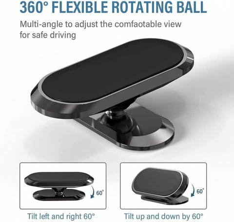 Suport Auto Magnetic Universal pentru Telefon, Rotire 360⁰, Prindere cu 8 Magneti si Banda Adeziva 3M, Dimensiuni 7 x 2 cm, Forma Dreptunghiulara, Silver, Luxer [11]