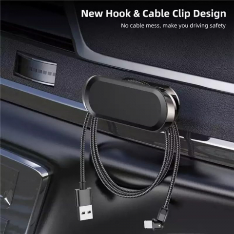 Suport Auto Magnetic Universal pentru Telefon, Rotire 360⁰, Prindere cu 8 Magneti si Banda Adeziva 3M, Dimensiuni 7 x 2 cm, Forma Dreptunghiulara, Silver, Luxer [4]