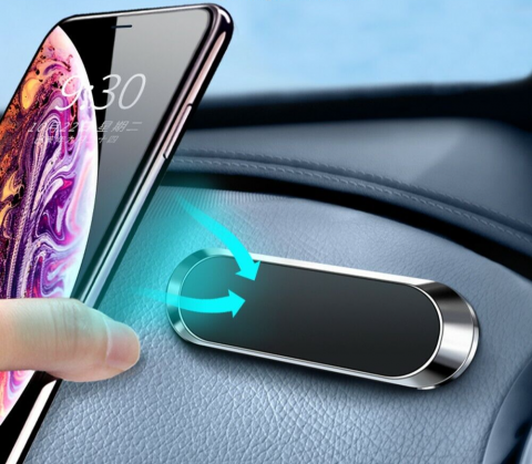 Suporti & Organizare Auto - Suport Auto Magnetic Universal pentru Telefon/Tableta, Prindere cu 6 Magneti si Banda Adeziva 3M, Dimensiuni 7 x 2 cm, Forma Dreptunghiulara, Silver, Luxer