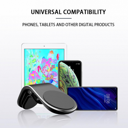 Suport auto premium Luxer pentru telefon, tableta, GPS Negru, magnetic multifunctional universal bicicleta samsung baseus altex emag flanco 10 inch antiderapant numar wireless ieftin pentru grila ventilatie bord masina ventuza ieftin ipad luxer [8]