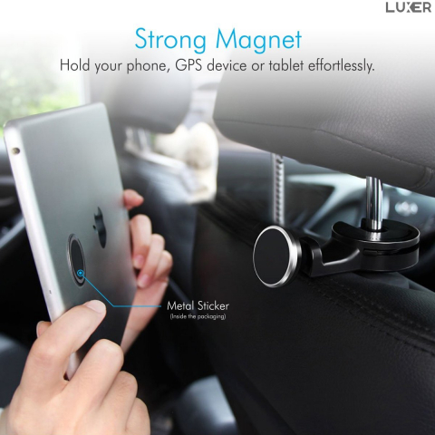 Suport Auto Universal pentru Telefon/Tableta cu Prindere pe Tetiera, Magnetic, Rotire 360°, Materiale Premium, Luxer, suport pentru locurile din spate emag altex flanco dedeman ieftin luxer [6]