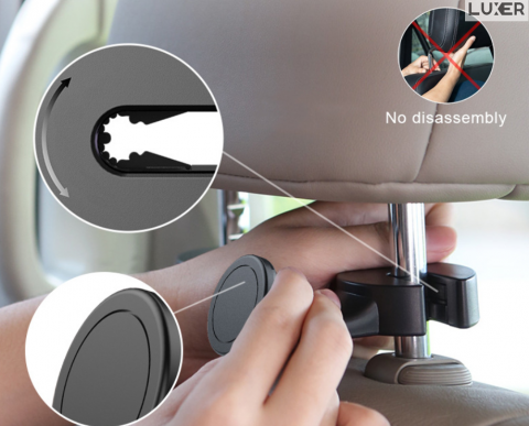 Suport Auto Universal pentru Telefon/Tableta cu Prindere pe Tetiera, Magnetic, Rotire 360°, Materiale Premium, Luxer, suport pentru locurile din spate emag altex flanco dedeman ieftin luxer [8]