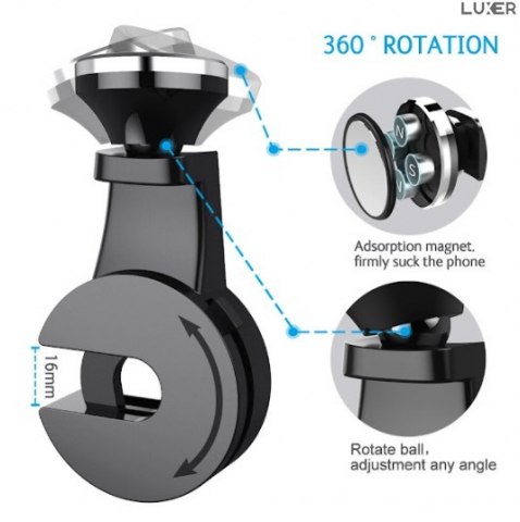 Suport Auto Universal pentru Telefon/Tableta cu Prindere pe Tetiera, Magnetic, Rotire 360°, Materiale Premium, Luxer, suport pentru locurile din spate emag altex flanco dedeman ieftin luxer [12]