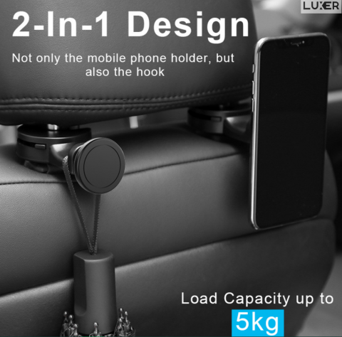 Suport Auto Universal pentru Telefon/Tableta cu Prindere pe Tetiera, Magnetic, Rotire 360°, Materiale Premium, Luxer, suport pentru locurile din spate emag altex flanco dedeman ieftin luxer [1]