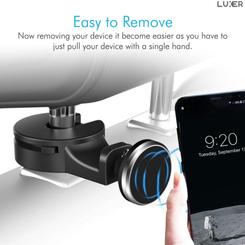 Suport Auto Universal pentru Telefon/Tableta cu Prindere pe Tetiera, Magnetic, Rotire 360°, Materiale Premium, Luxer, suport pentru locurile din spate emag altex flanco dedeman ieftin luxer [7]