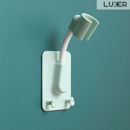 Baie - Suport Autoadeziv Pentru Capul de Dus cu 2 Agatatori, Reglabil 360 Grade, Alb/Roz/Albastru/Verde Luxer, suport para dus dedeman cu ventuza de perete reglabil dedeman hornbach leroy ikea grohe emag ieftin luxer