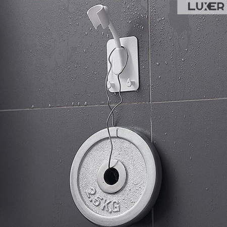 Suport Autoadeziv Pentru Capul de Dus cu 2 Agatatori, Reglabil 360 Grade, Alb/Roz/Albastru/Verde Luxer, suport para dus dedeman cu ventuza de perete reglabil dedeman hornbach leroy ikea grohe emag ieftin luxer [2]