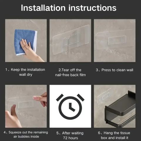 Suport Autoadeziv Pentru Hartia Igienica Cu Raft Pentru Telefon, Montaj Fara Gaurire, Gri Inchis, Dimensiuni 17.5x10x8 cm, Luxer [7]