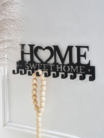 Suport pentru chei Luxer Home Sweet Home, negru mat, din metal, cu 10 agățători, dimensiuni 26x9.5x3 cm. [2]