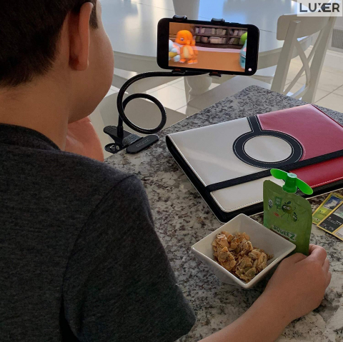 Suport Telefon cu Brat Lung Metalic Flexibil 360° si Clema de Prindere Multisuprafete, Rotativ, Universal, Negru Alb Rosu Albastru, Luxer, pentru [2]