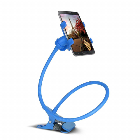Suporturi Telefon & Laptop - Suport Telefon cu Brat Lung Metalic Flexibil 360° si Clema de Prindere Multisuprafete, Rotativ, Universal, Negru Alb Rosu Albastru, Luxer, pentru