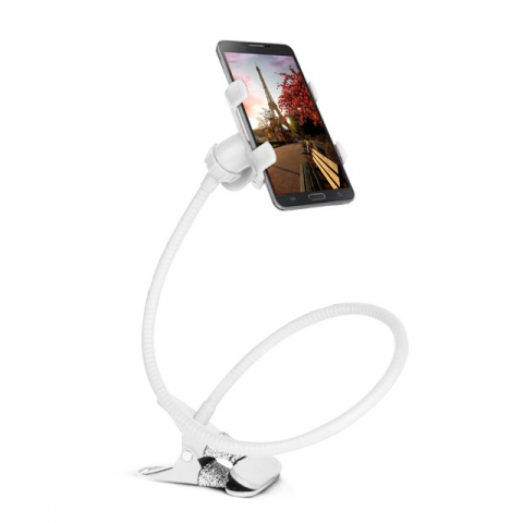 Suport Telefon cu Brat Lung Metalic Flexibil 360° si Clema de Prindere Multisuprafete, Rotativ, Universal, Negru Alb Rosu Albastru, Luxer, pentru