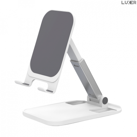Suport Universal Pliabil Luxer de Birou/Masa pentru Telefon/Tableta, Ajustabil, Multiple Unghiuri de Vizualizare si Inaltimi, Portabil, Materiale Premium, Alb/Negru, suport telefon pentru birou jumbo emag ikea altex flanco reglabil diferite unghiuri luxer [2]