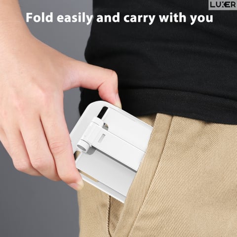 Suport Universal Pliabil Luxer de Birou/Masa pentru Telefon/Tableta, Ajustabil, Multiple Unghiuri de Vizualizare si Inaltimi, Portabil, Materiale Premium, Alb/Negru, suport telefon pentru birou jumbo emag ikea altex flanco reglabil diferite unghiuri luxer [7]