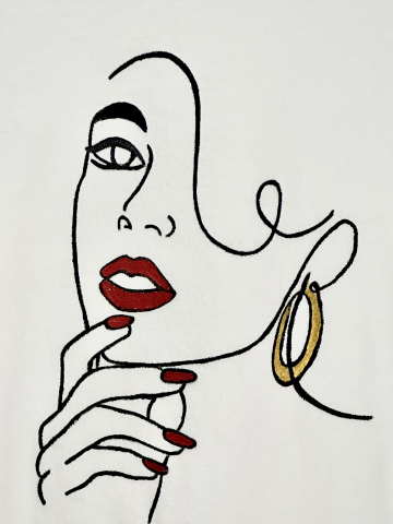Tricou Pictat Manual "Feminine Line" Luxer, cadou original, inedit pentru persoana iubita, cadou pentru diriginta, cadou pentru invatatoare, cadou pentru educatoare, cadou martie martisor [5]
