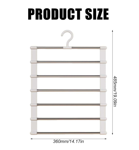 Umeras Cascada Pentru Pantaloni/Cravate/Esarfe/Prosoape Cu 7 Bare Pentru Economisire Spatiu, Dimensiuni 36x48.5 cm, Alb, Luxer [9]