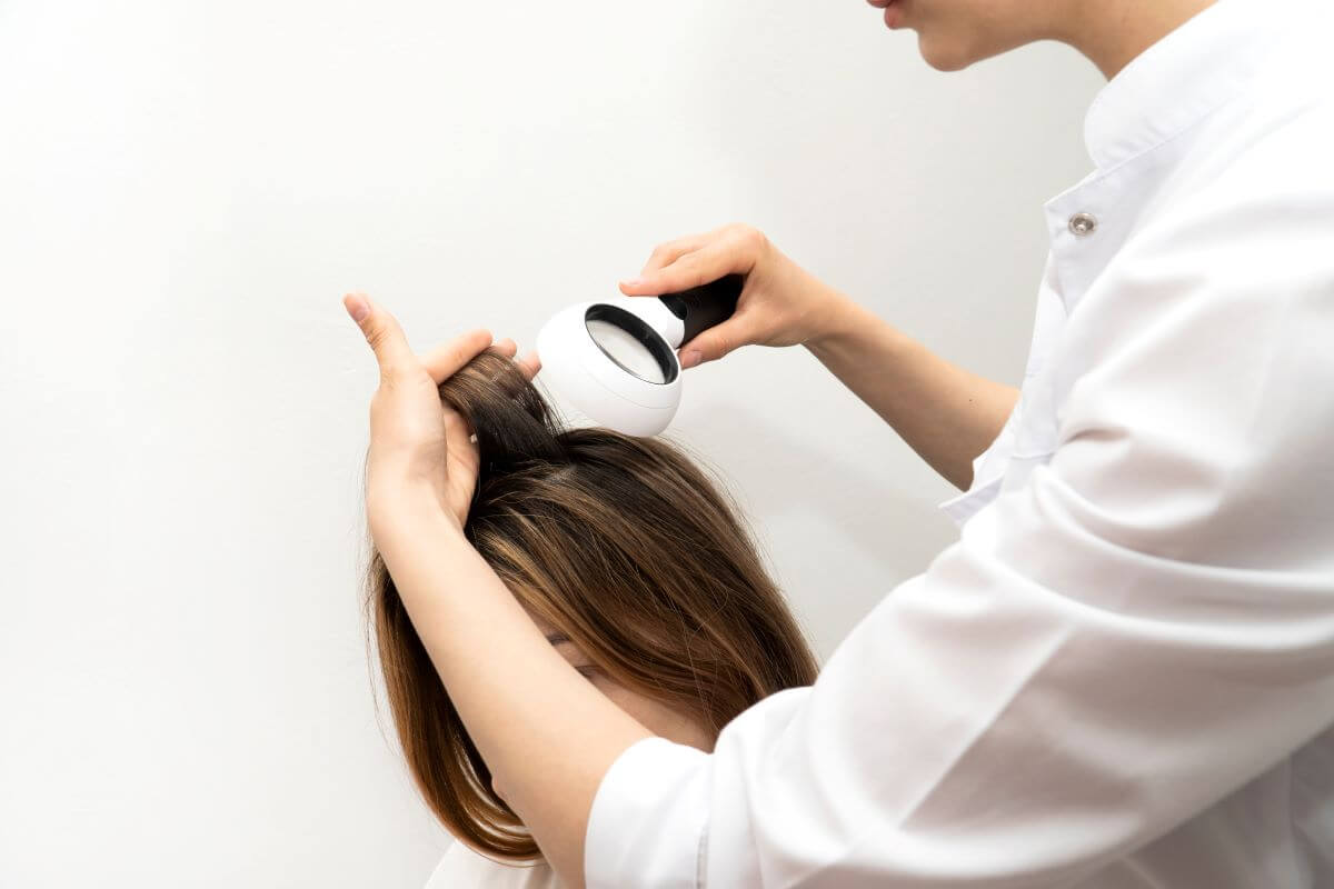 Sfaturi pentru prevenirea si controlul sebumului medic dermatolog verifica scalpul unei femei