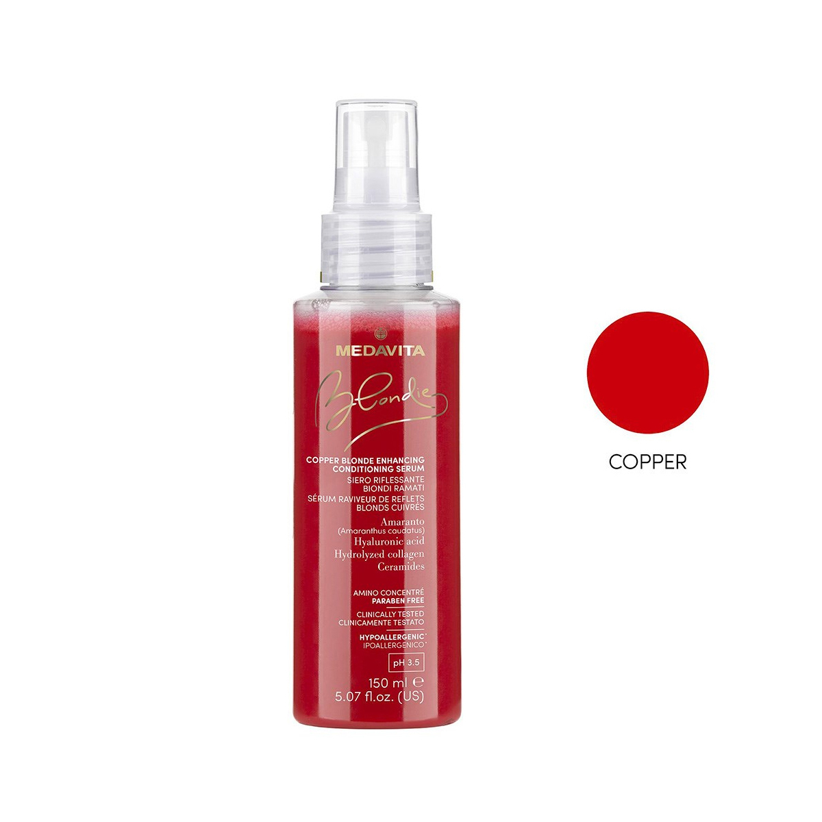 Balsam bifazic cu pigment aramiu cupru  fara clatire cu colagen si ceramide -150 ml
