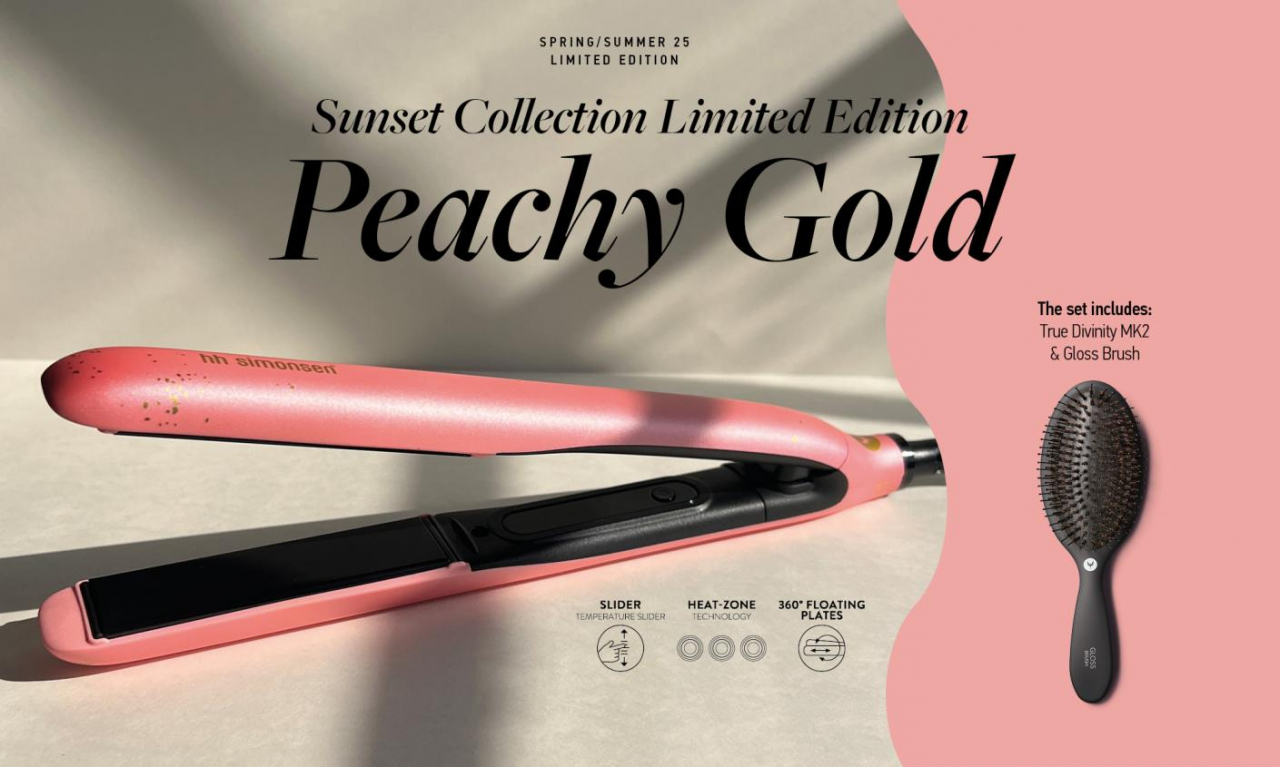 Placa profesionala pt indreptate parul True divinity MK2 Peachy Gold + perie Gloss Brush