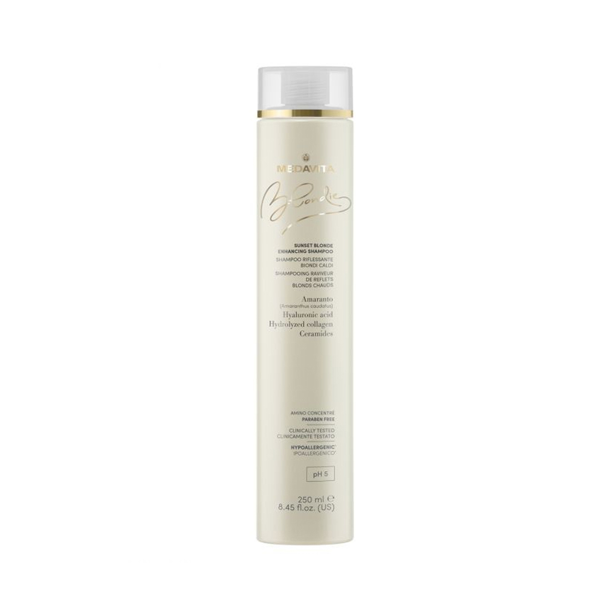 Sampon pentru blonduri calde cu acid hialuronuc, colagen, ceramide - BLONDIE - 250 ml