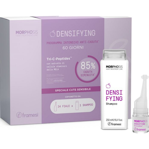 Densifying - Anticadere si Stimularea Cresterii Parului - Kit Sampon + Fiole Anticadere - 24 fiole pt scalp sensibil + 1 sampon 250ml - FRAMESI