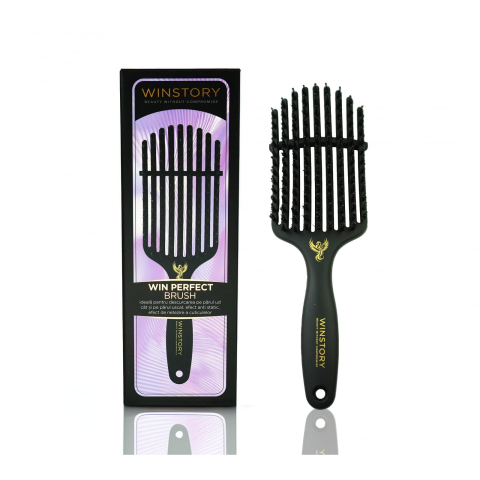 Perii Winstory - Win Perfect Brush Winstory – perie cu ventilatie, cu peri flexibili si naturali de mistret pentru uscarea rapida si netezirea parului