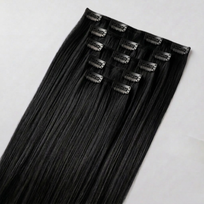 Extensii Clip‑On din Păr Natural Negru #1 – 160g – Colecția Gold [2]