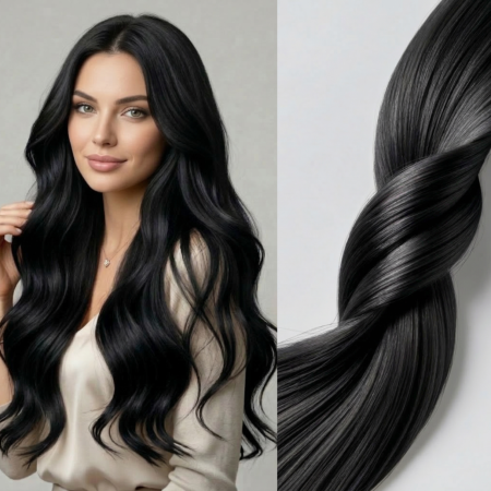 Extensii Clip-On Gold - Extensii Clip‑On din Păr Natural Negru #1 – 160g – Colecția Gold