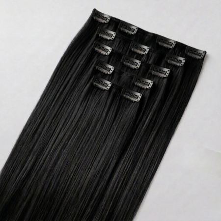 Extensii Clip‑On din Păr Natural Negru #1 – 160g – Colecția Gold [1]