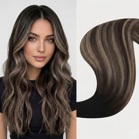 Extensii Clip-On Gold - Extensii Clip-on Gold Suvitate Castaniu Mahon/ Blond Aluna