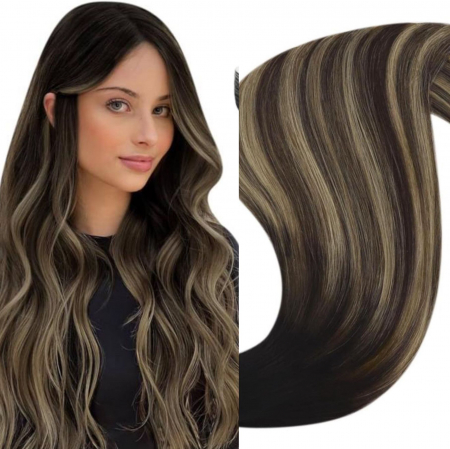 Extensii Clip-On Gold - Extensii Clip-on Gold Suvitate Castaniu Mahon/ Blond Aluna