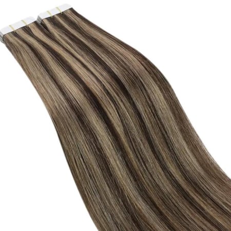 Extensii Tape-In Suvitate Castaniu Inchis/Saten Natural [1]