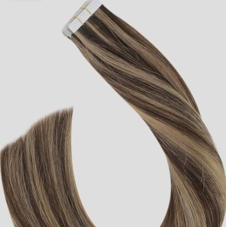 Extensii Tape-In Suvitate Castaniu Inchis/Saten Natural [3]