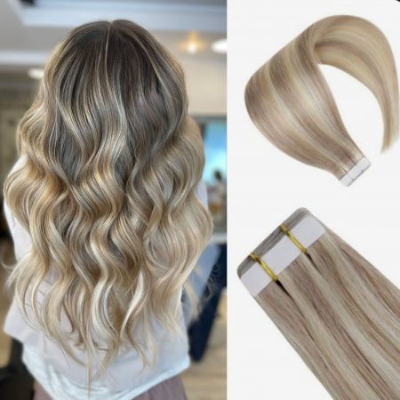 Extensii Tape-In - Extensii Tape-In Suvitate Light Silver/Blond Aluna