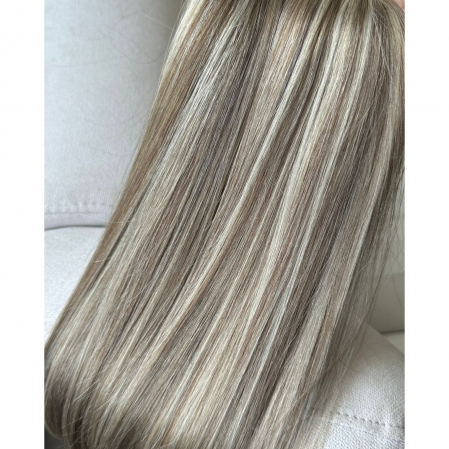 Extensii Tape-In - Extensii Tape-In Suvitate Saten Natural/Light Silver