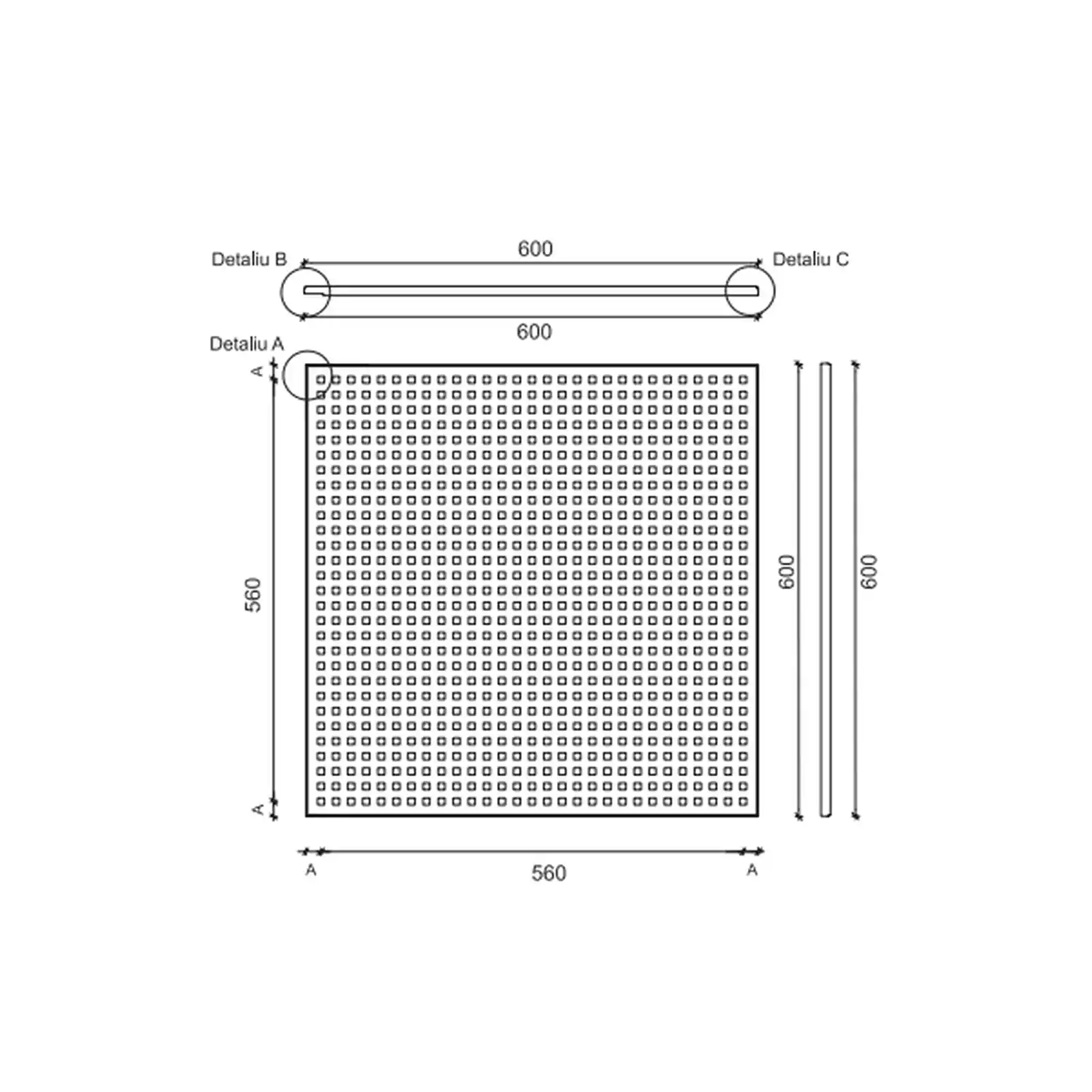 Placa tavan casetat Knauf Danoline Contur Unity 9 cant D 600 x 600 x 12.5 mm perforatii patrate [2]
