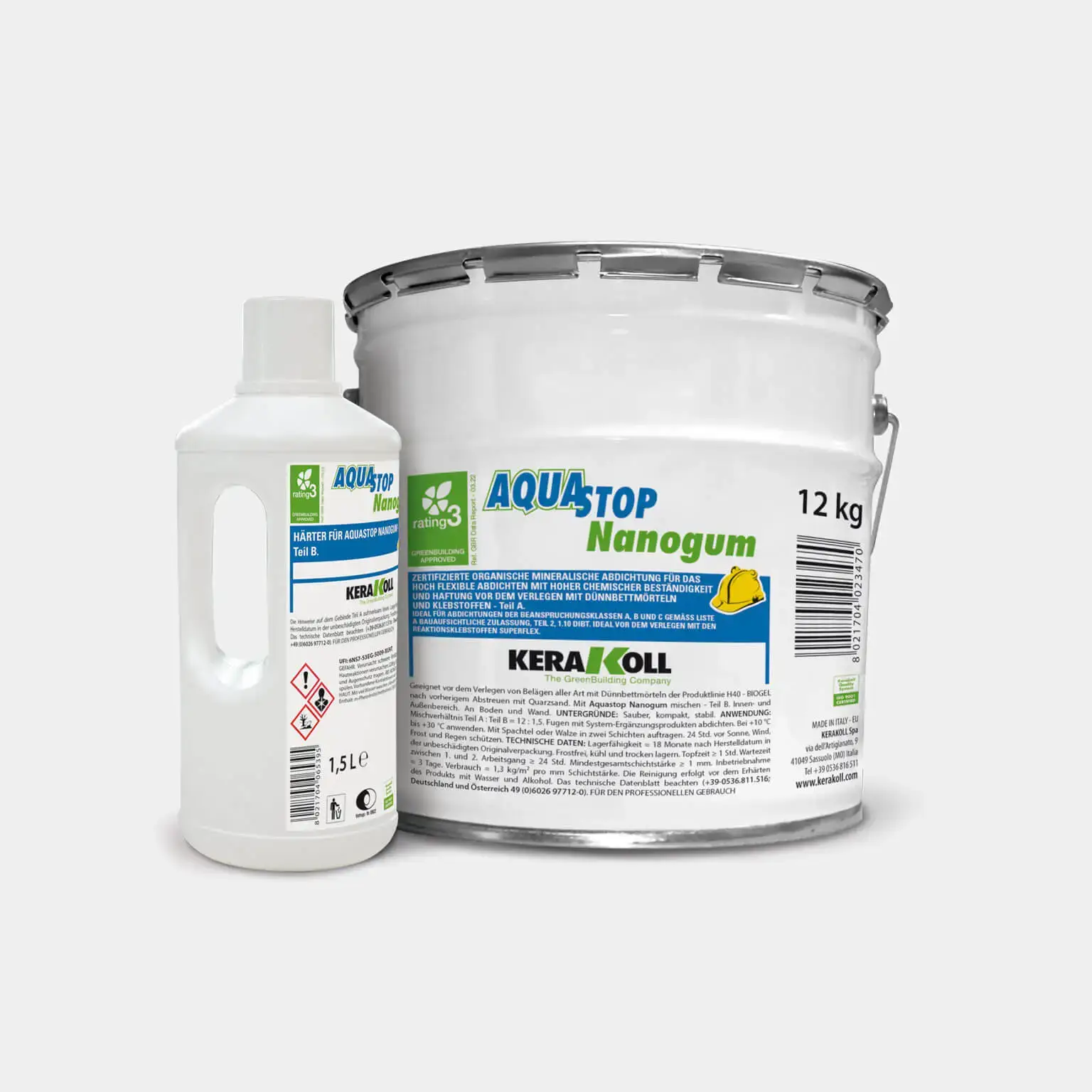 Hidroizolatii terasa si balcon - Hidroizolatie flexibila pensulabila Kerakoll Aquastop Nanogum 13.5 kg