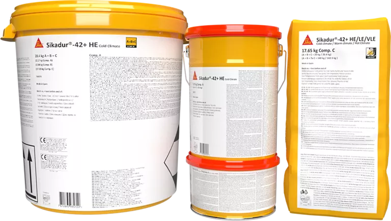 Materiale pentru rosturi si suprafete - Mortar fluid subturnare si ancorare Sikadur 42 HE Cold Climate set 20.4 kg