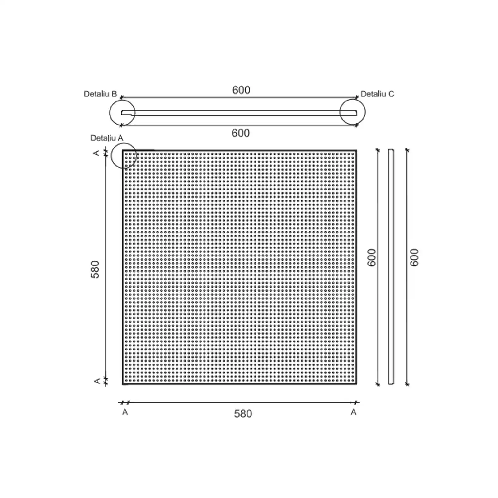 Placa tavan casetat Knauf Danoline Contur Unity 4 cant D 600 x 600 x 12.5 mm perforatii rotunde [1]